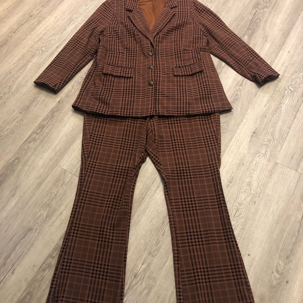torrid Brown Plaid Pantsuit Set